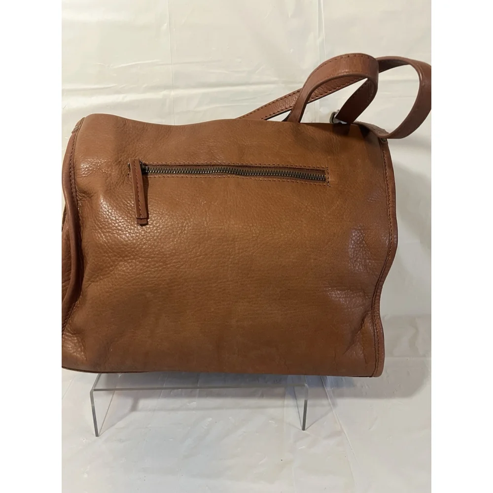 AMERICAN LEATHER CO. Lenox Leather Satchel brandy smooth leather